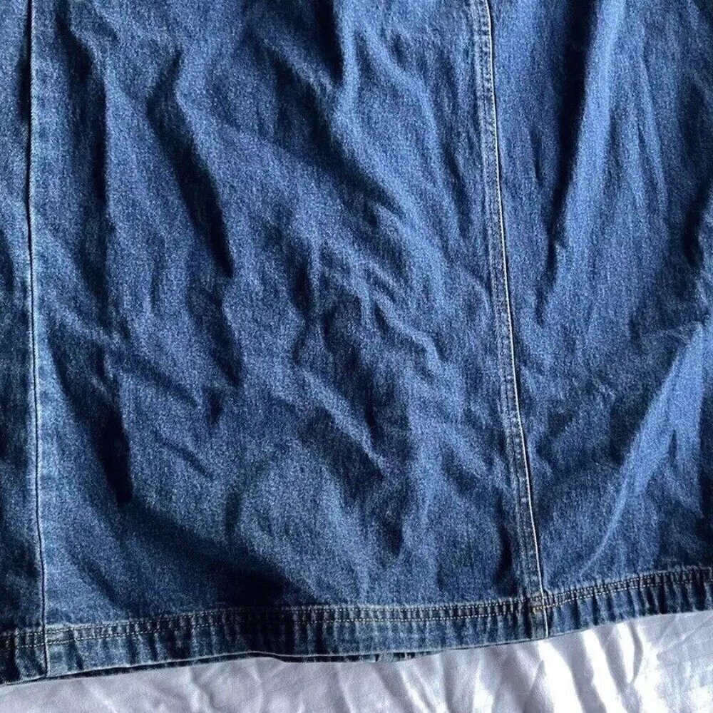 Vintage Bill Blass Women’s Below The Knee Denim Blue Button Jean Skirt Sz 16 - Picture 12 of 15